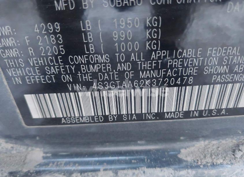 Photo 9 of 2019 Subaru Impreza 2.0I (VIN 4S3GTAA62K3720478)