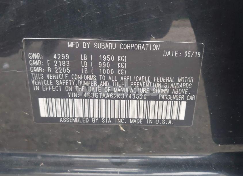Photo 9 of 2019 Subaru Impreza 2.0I (VIN 4S3GTAA62K3743520)