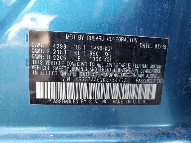 Photo 3 of 2019 SUBARU IMPREZA (VIN 4S3GTAA62K3754713)