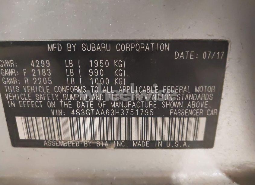 Photo 9 of 2017 Subaru Impreza 2.0I (VIN 4S3GTAA63H3751795)