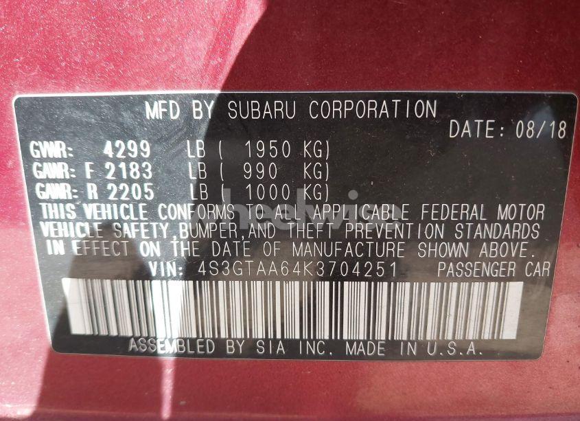 Photo 9 of 2019 Subaru Impreza 2.0I (VIN 4S3GTAA64K3704251)