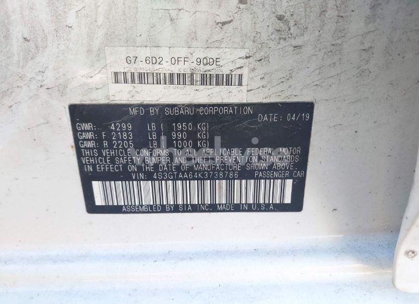 Photo 9 of 2019 Subaru Impreza 2.0I (VIN 4S3GTAA64K3738786)