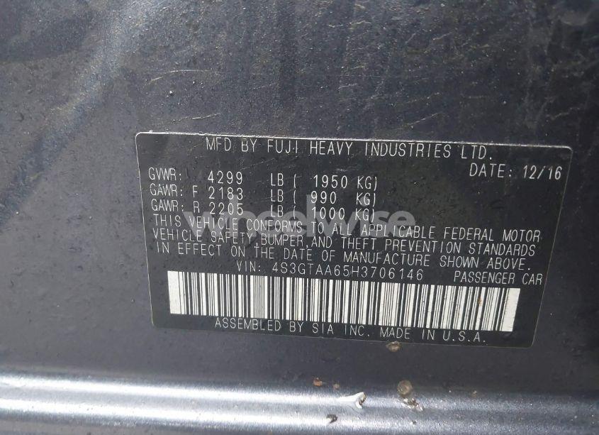 Photo 9 of 2017 Subaru Impreza 2.0I (VIN 4S3GTAA65H3706146)