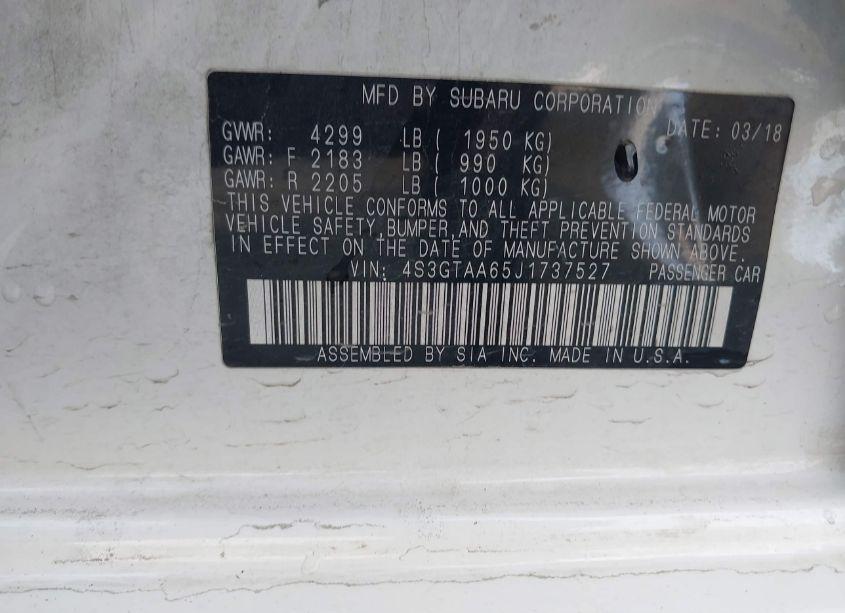 Photo 9 of 2018 Subaru Impreza 2.0I (VIN 4S3GTAA65J1737527)