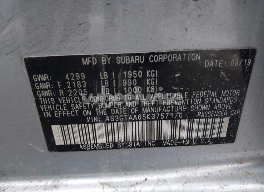 Photo 9 of 2019 Subaru Impreza 2.0I (VIN 4S3GTAA65K3757170)