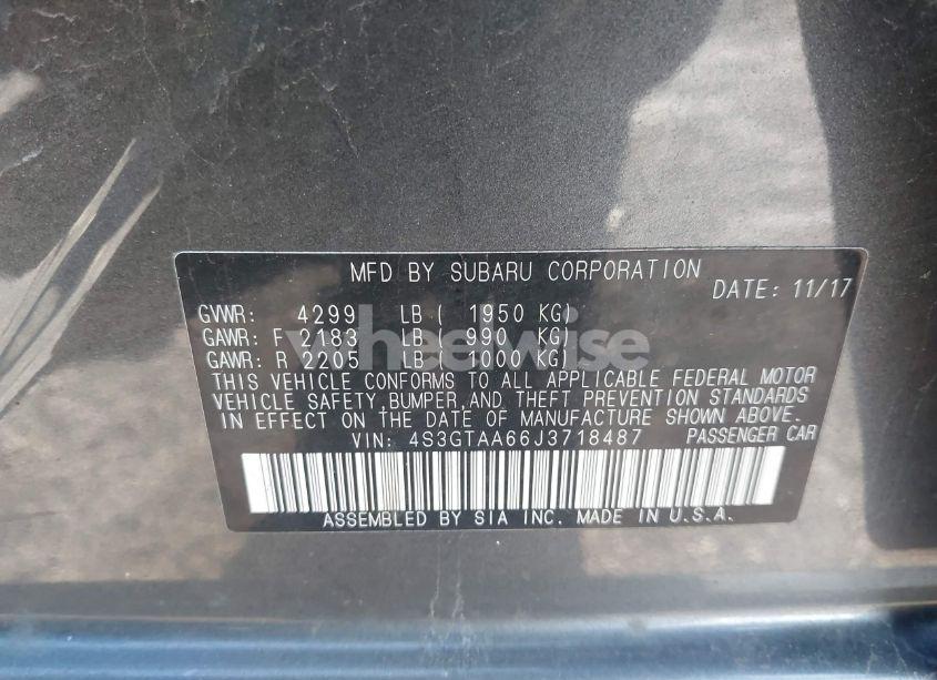 Photo 9 of 2018 Subaru Impreza 2.0I (VIN 4S3GTAA66J3718487)