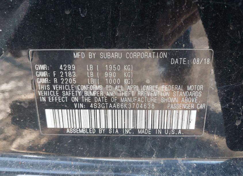 Photo 9 of 2019 Subaru Impreza 2.0I (VIN 4S3GTAA66K3704638)