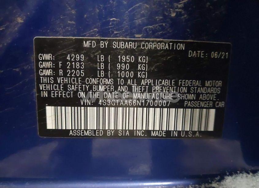 Photo 9 of 2022 Subaru Impreza BASE 5-DOOR (VIN 4S3GTAA66N1700007)