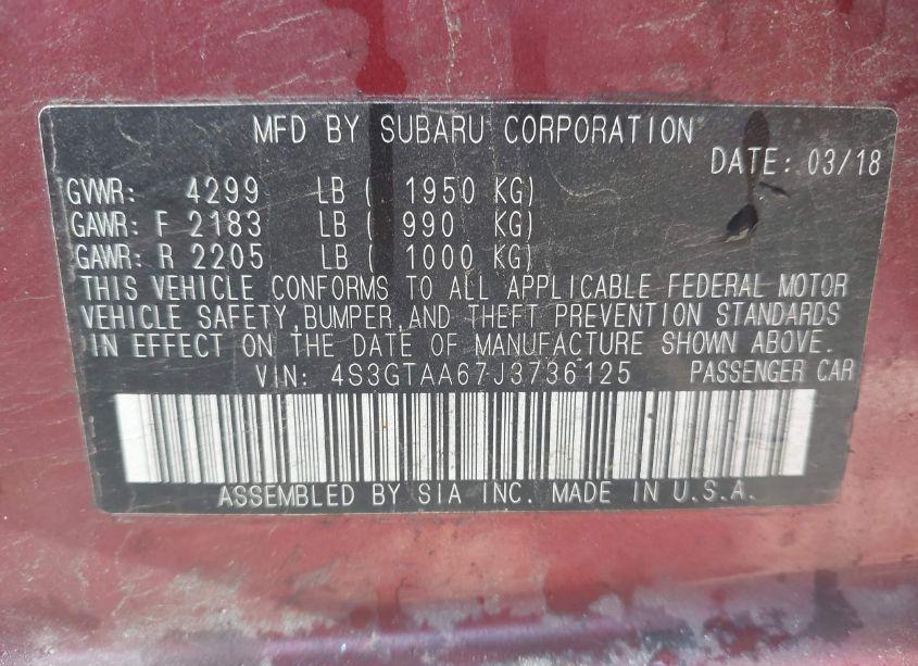Photo 9 of 2018 Subaru Impreza 2.0I (VIN 4S3GTAA67J3736125)