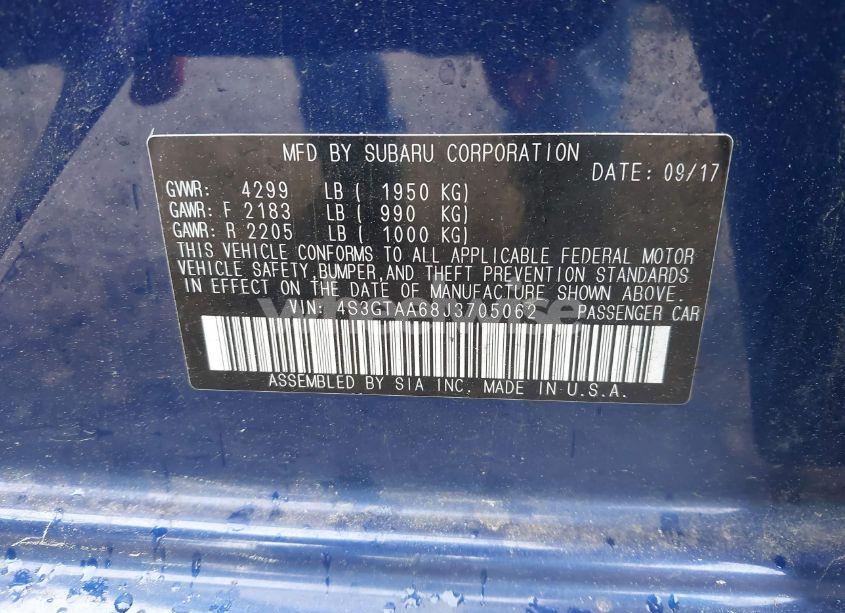 Photo 9 of 2018 Subaru Impreza 2.0I (VIN 4S3GTAA68J3705062)