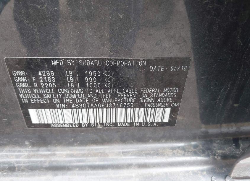 Photo 9 of 2018 Subaru Impreza 2.0I (VIN 4S3GTAA68J3748753)