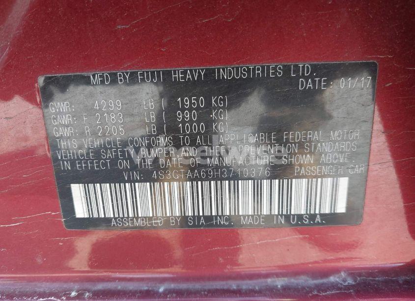 Photo 9 of 2017 Subaru Impreza 2.0I (VIN 4S3GTAA69H3710376)