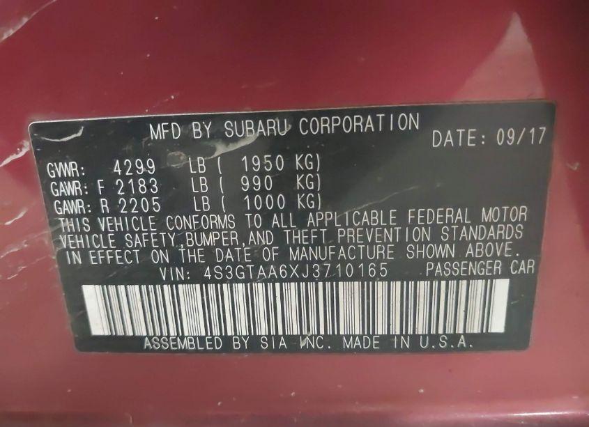 Photo 9 of 2018 Subaru Impreza 2.0I (VIN 4S3GTAA6XJ3710165)