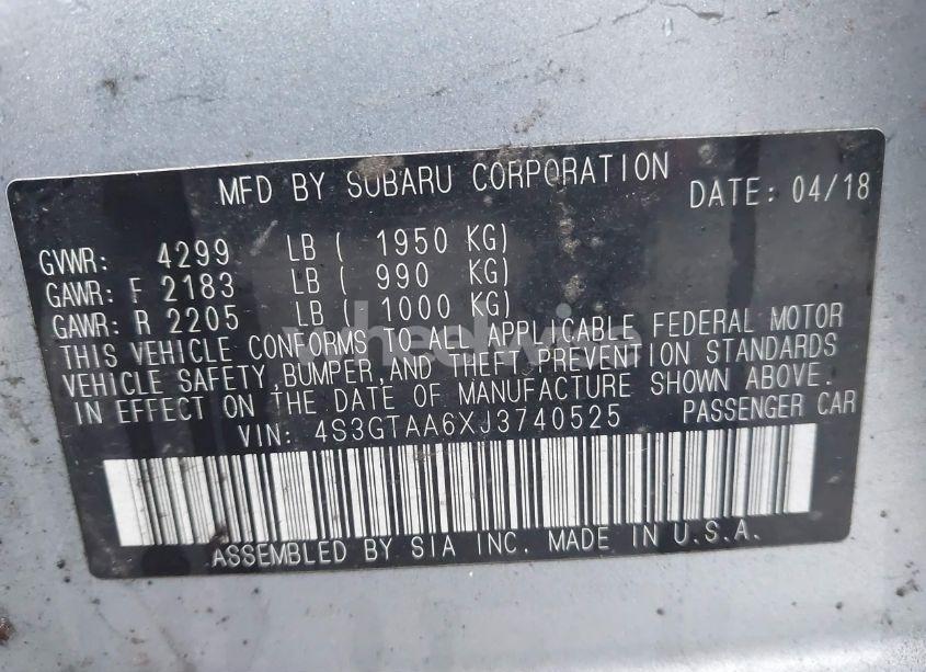 Photo 9 of 2018 Subaru Impreza 2.0I (VIN 4S3GTAA6XJ3740525)