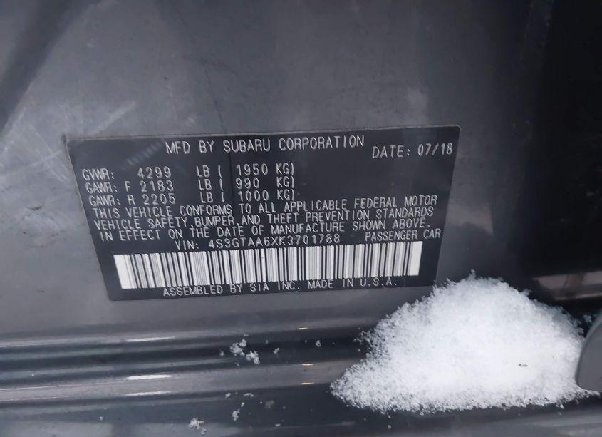 Photo 9 of 2019 Subaru Impreza 2.0I (VIN 4S3GTAA6XK3701788)