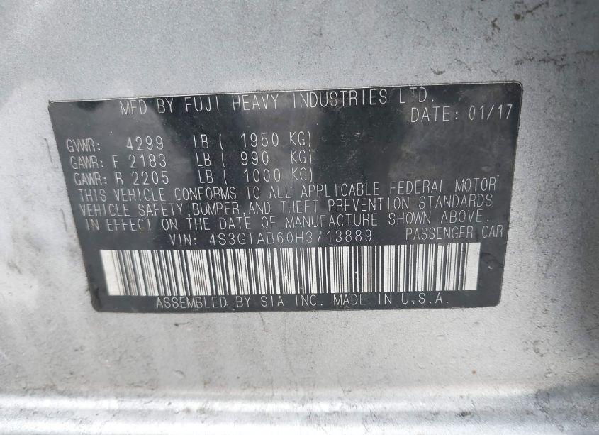 Photo 9 of 2017 Subaru Impreza 2.0I PREMIUM (VIN 4S3GTAB60H3713889)