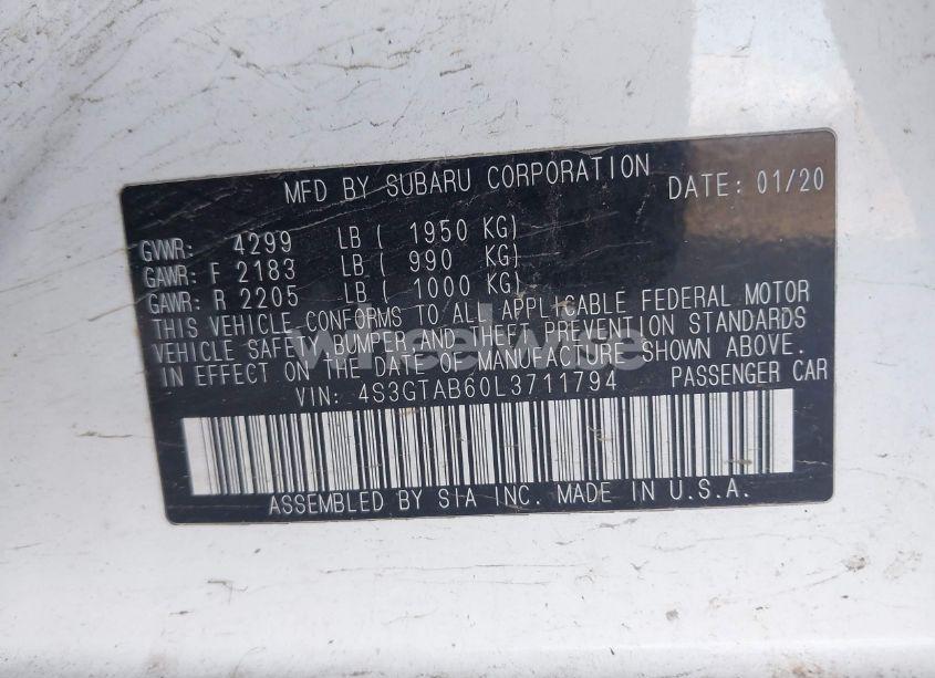 Photo 9 of 2020 Subaru Impreza 5-DOOR (VIN 4S3GTAB60L3711794)