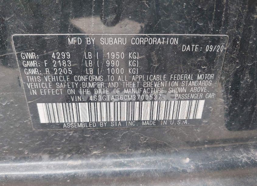 Photo 9 of 2021 Subaru Impreza 5-DOOR (VIN 4S3GTAB60M3700537)