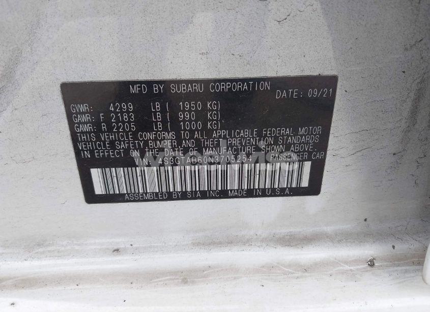 Photo 9 of 2022 Subaru Impreza BASE 5-DOOR (VIN 4S3GTAB60N3705254)