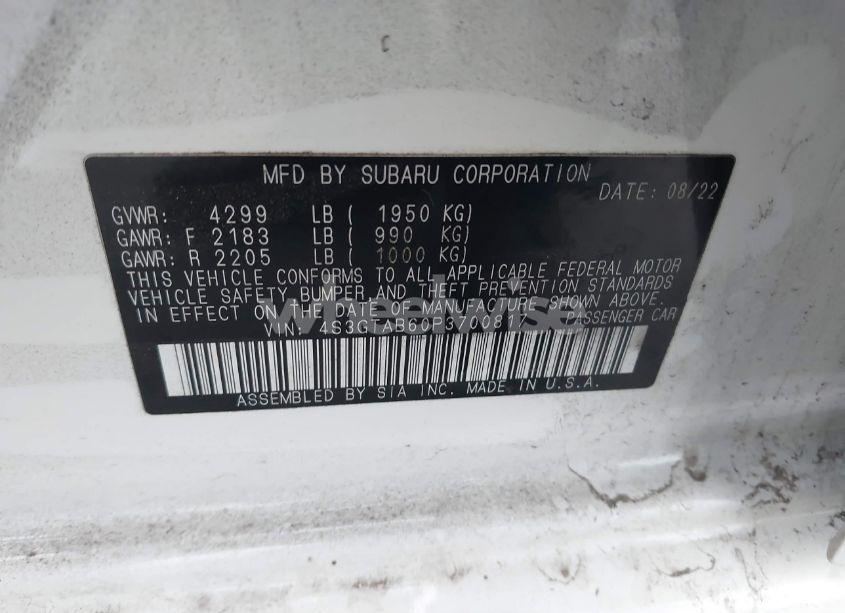 Photo 9 of 2023 Subaru Impreza BASE 5-DOOR (VIN 4S3GTAB60P3700817)