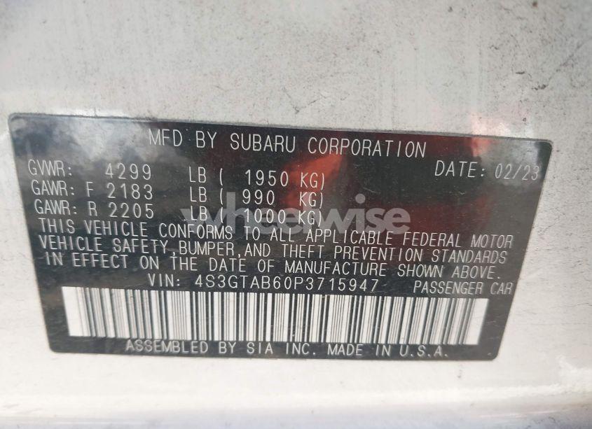 Photo 9 of 2023 Subaru Impreza BASE 5-DOOR (VIN 4S3GTAB60P3715947)
