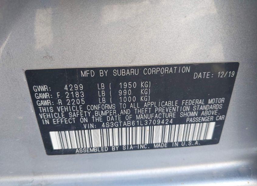 Photo 9 of 2020 Subaru Impreza 5-DOOR (VIN 4S3GTAB61L3709424)