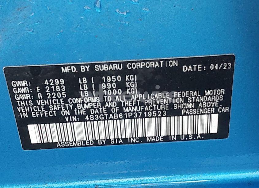 Photo 9 of 2023 Subaru Impreza BASE 5-DOOR (VIN 4S3GTAB61P3719523)