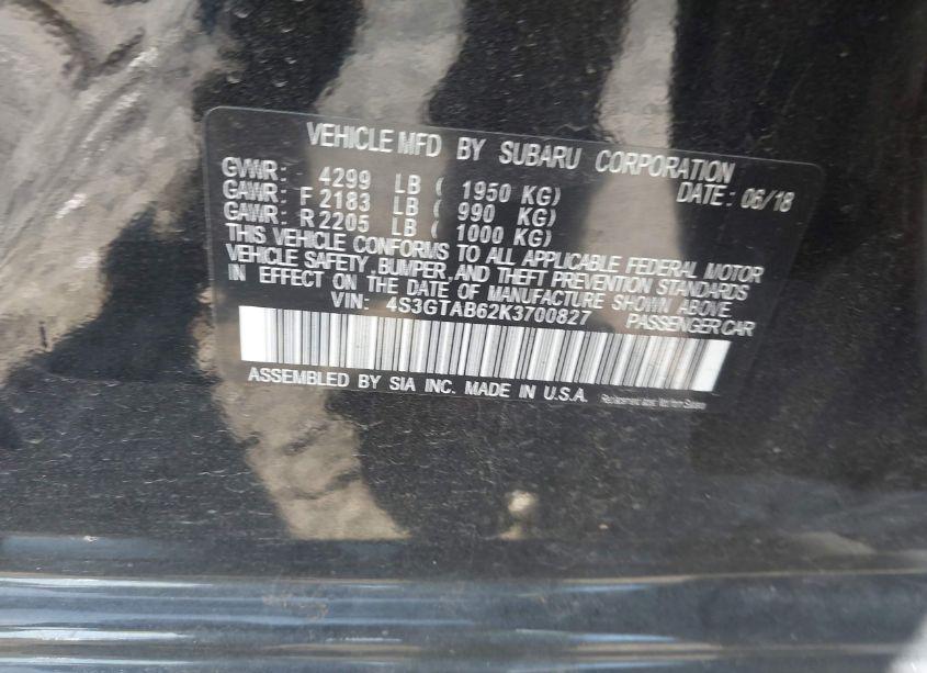 Photo 9 of 2019 Subaru Impreza 2.0I (VIN 4S3GTAB62K3700827)