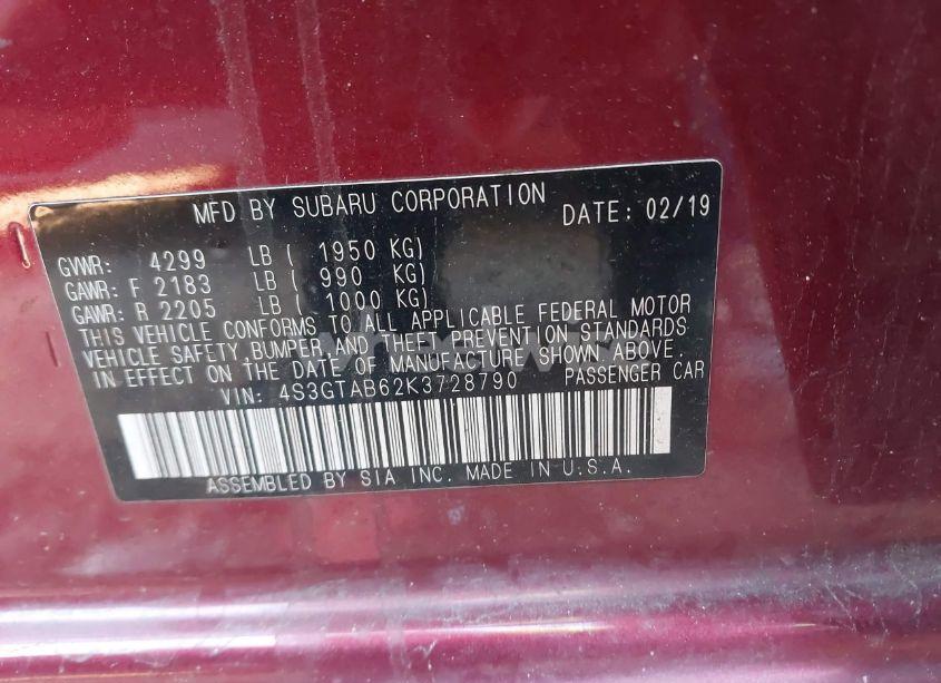 Photo 9 of 2019 Subaru Impreza (VIN 4S3GTAB62K3728790)