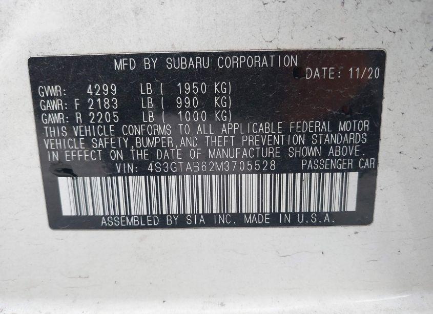 Photo 9 of 2021 Subaru Impreza 5-DOOR (VIN 4S3GTAB62M3705528)