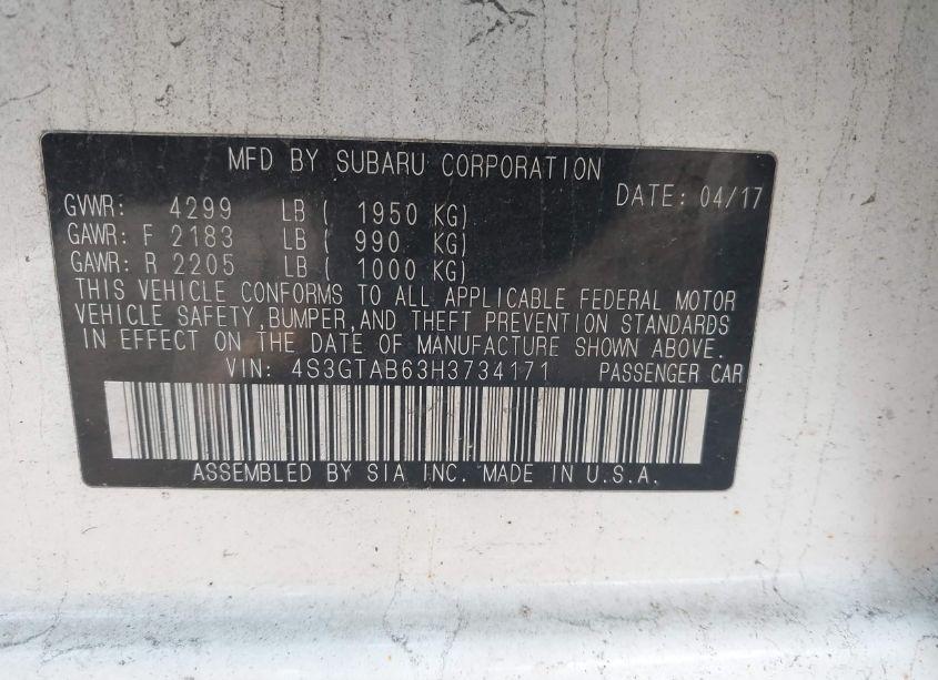 Photo 9 of 2017 Subaru Impreza 2.0I PREMIUM (VIN 4S3GTAB63H3734171)