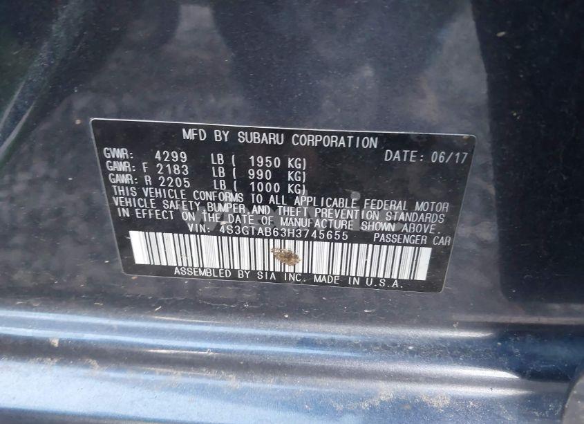 Photo 9 of 2017 Subaru Impreza 2.0I PREMIUM (VIN 4S3GTAB63H3745655)