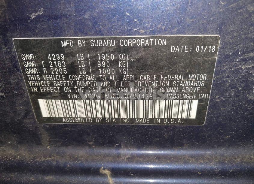 Photo 9 of 2018 Subaru Impreza 2.0I PREMIUM (VIN 4S3GTAB63J3728439)