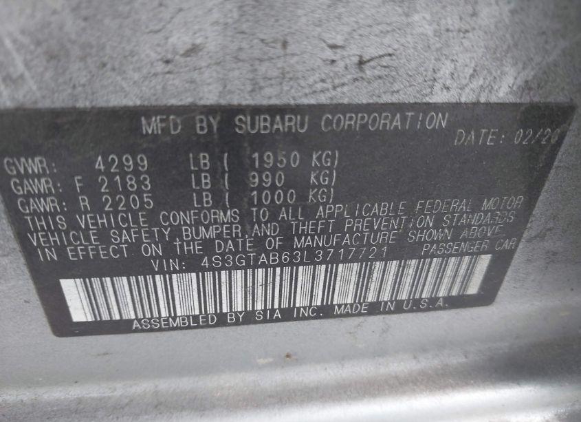 Photo 9 of 2020 Subaru Impreza 5-DOOR (VIN 4S3GTAB63L3717721)