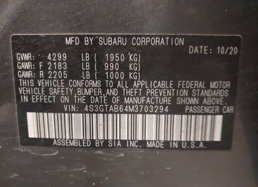 Photo 9 of 2021 Subaru Impreza 5-DOOR (VIN 4S3GTAB64M3703294)