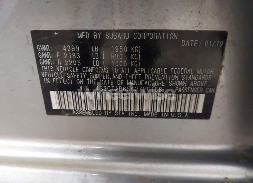 Photo 9 of 2019 Subaru Impreza 2.0I (VIN 4S3GTAB65K3726158)