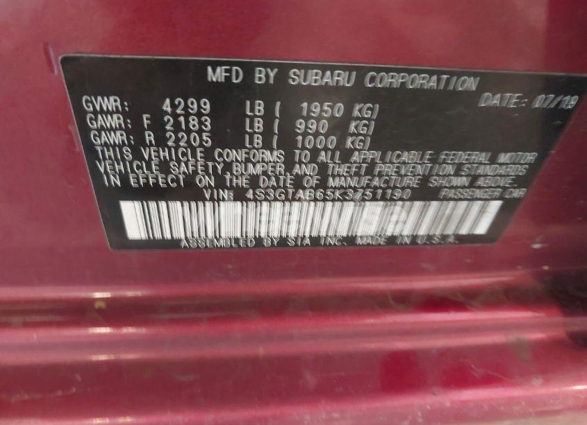 Photo 9 of 2019 Subaru Impreza 2.0I (VIN 4S3GTAB65K3751190)