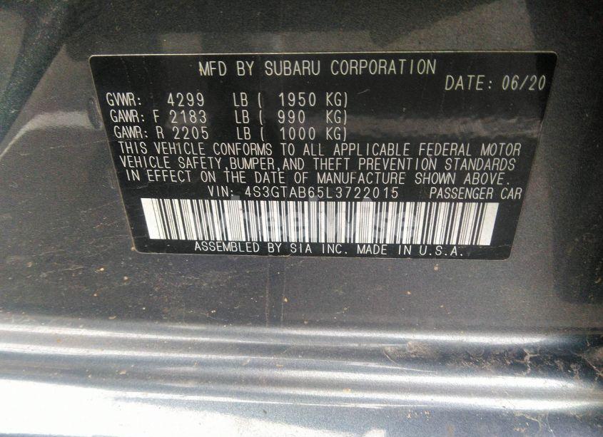 Photo 9 of 2020 Subaru Impreza 5-DOOR (VIN 4S3GTAB65L3722015)