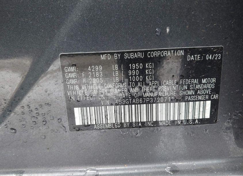 Photo 9 of 2023 Subaru Impreza BASE 5-DOOR (VIN 4S3GTAB67P3720711)