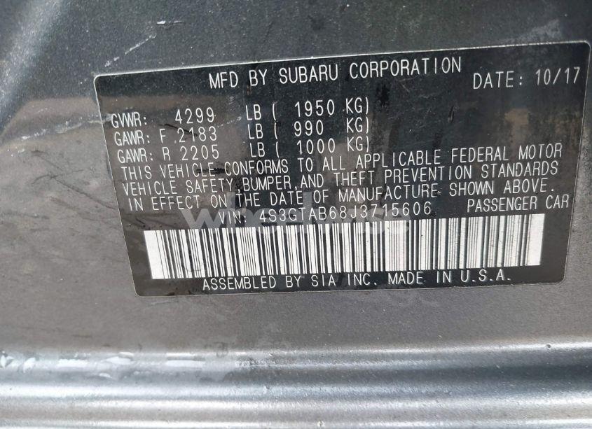 Photo 9 of 2018 Subaru Impreza 2.0I PREMIUM (VIN 4S3GTAB68J3715606)