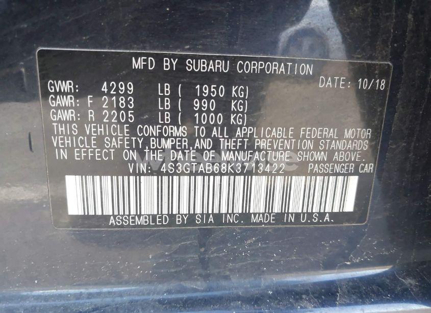 Photo 9 of 2019 Subaru Impreza 2.0I (VIN 4S3GTAB68K3713422)