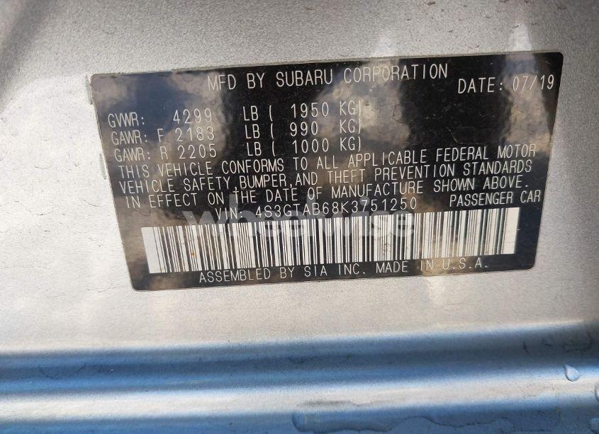 Photo 9 of 2019 Subaru Impreza 2.0I (VIN 4S3GTAB68K3751250)