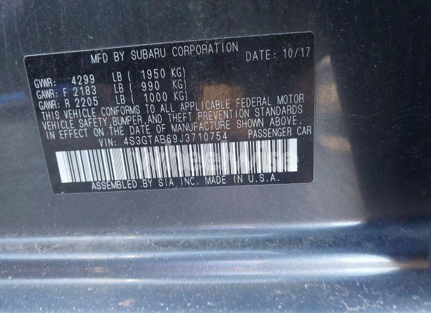 Photo 9 of 2018 Subaru Impreza 2.0I PREMIUM (VIN 4S3GTAB69J3710754)