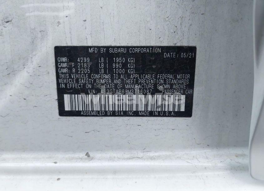 Photo 9 of 2021 Subaru Impreza 5-DOOR (VIN 4S3GTAB69M3716087)