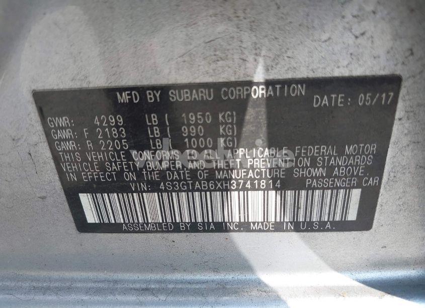 Photo 9 of 2017 Subaru Impreza PREMIUM (VIN 4S3GTAB6XH3741814)