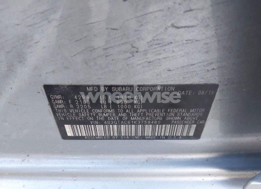 Photo 9 of 2019 Subaru Impreza 2.0I PREMIUM (VIN 4S3GTAC61K3758460)