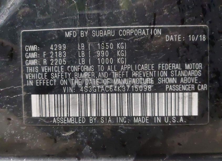 Photo 9 of 2019 Subaru Impreza 2.0I PREMIUM (VIN 4S3GTAC64K3715098)