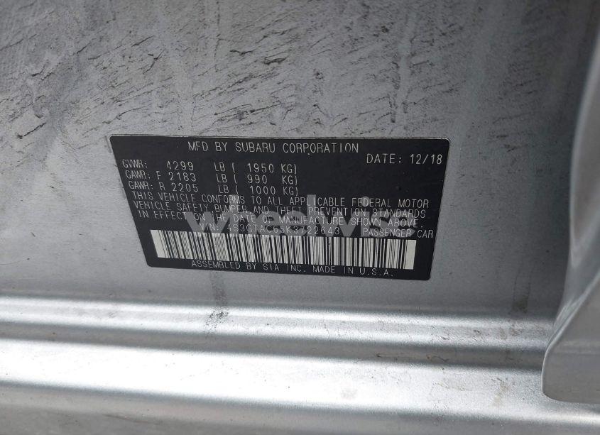 Photo 9 of 2019 Subaru Impreza 2.0I PREMIUM (VIN 4S3GTAC65K3722643)