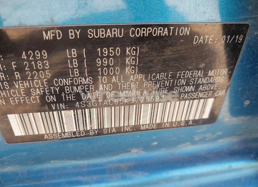 Photo 9 of 2019 Subaru Impreza 2.0I PREMIUM (VIN 4S3GTAC65K3725591)