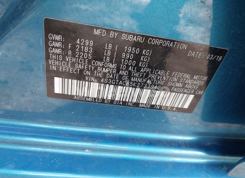 Photo 9 of 2019 Subaru Impreza 2.0I PREMIUM (VIN 4S3GTAC65K3731942)